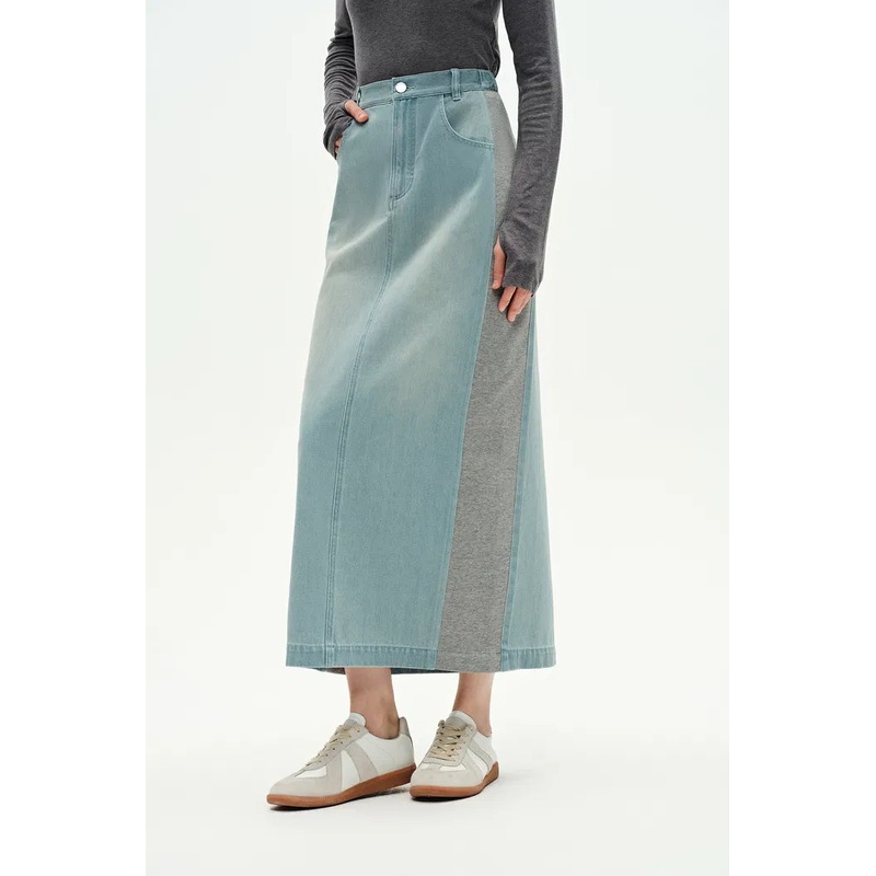 Mermaid Midi Skirt in Cotton Jersey Denim XS
