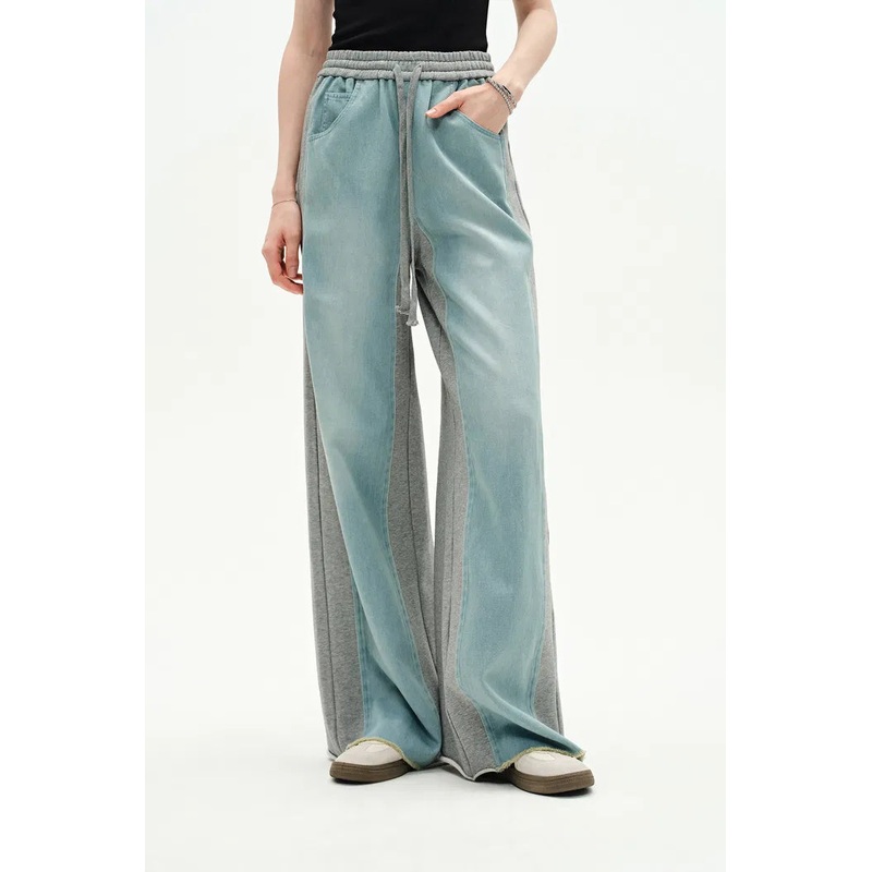 Sereta Wide Leg Denim Jeans in Cotton Jersey XS