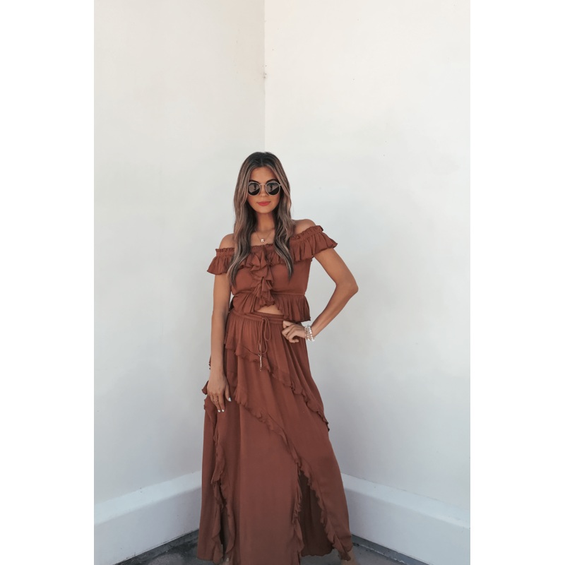 Vintage Havana Terracotta Off The Shoulder Top – FINAL SALE Small