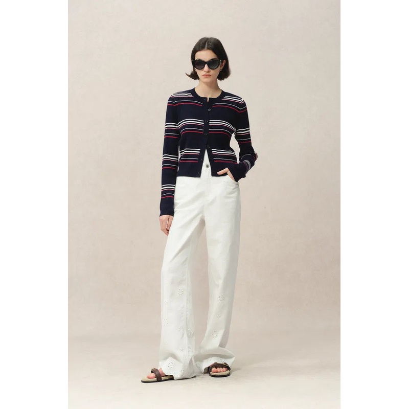 Vito Striped Cardigan in Lyocell Blend Knit XS