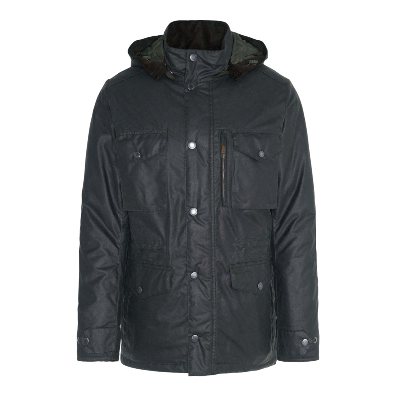 Barbour Winter Sapper Wax Jacket for Men Sage/Green Loch Tartan Medium