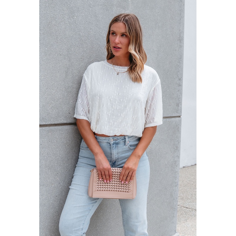 Steve Madden Orsa Cream Semi-Sheer Top – FINAL SALE Small
