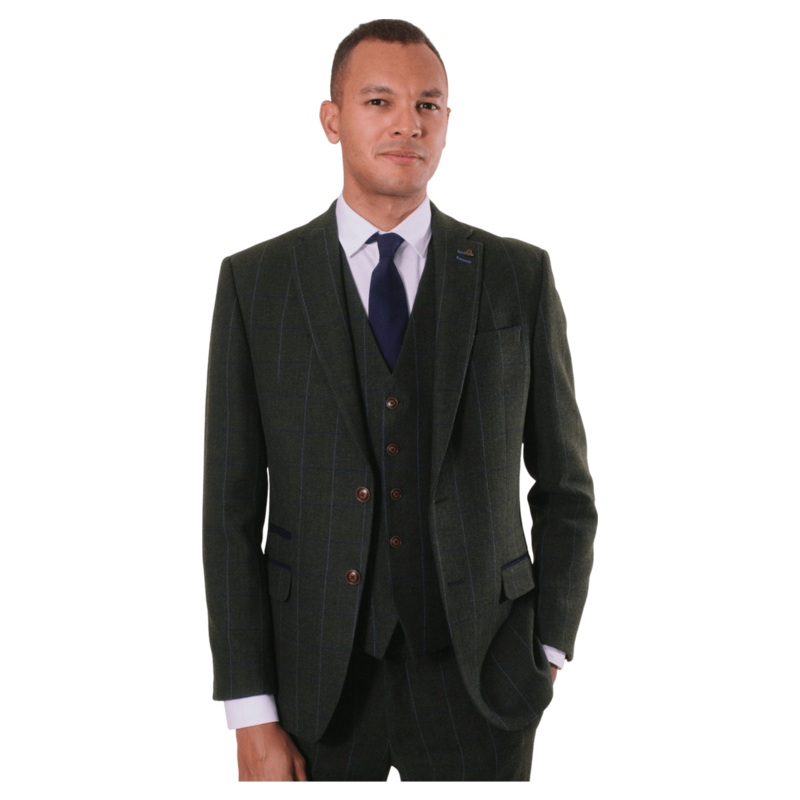 Antique Rogue Hooper Tweed Check Suit Jacket Green 36 Regular