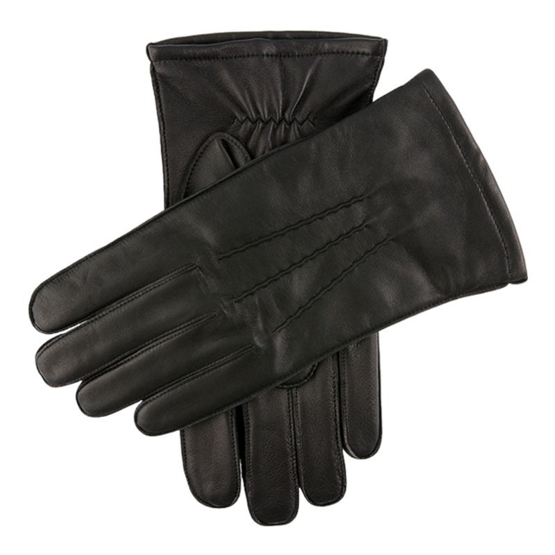 Dents Dilton Three-Point Lined Leather Gloves Black Medium
