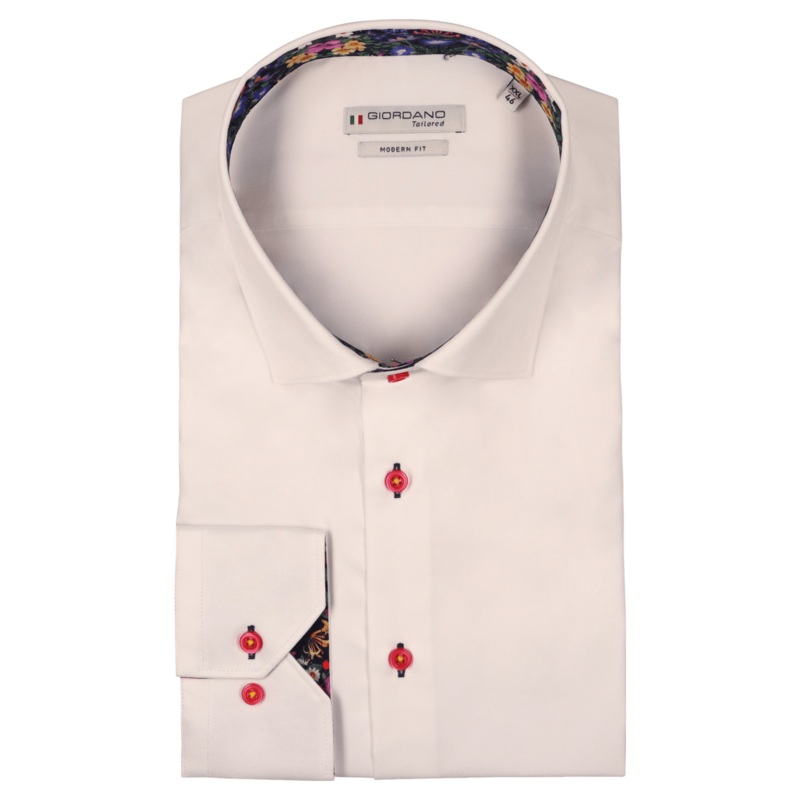 Giordano Twill Shirt With Trim Made From Liberty Fabric White Medium
