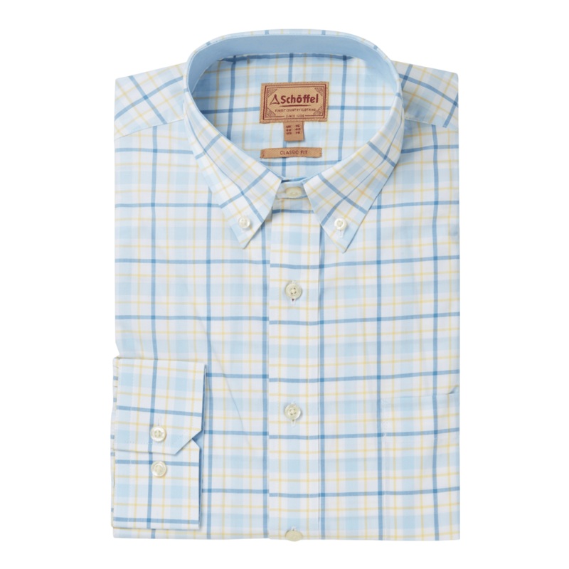 Schoffel Polstead Classic Shirt Sky Blue/Pale Blue/Yellow 15