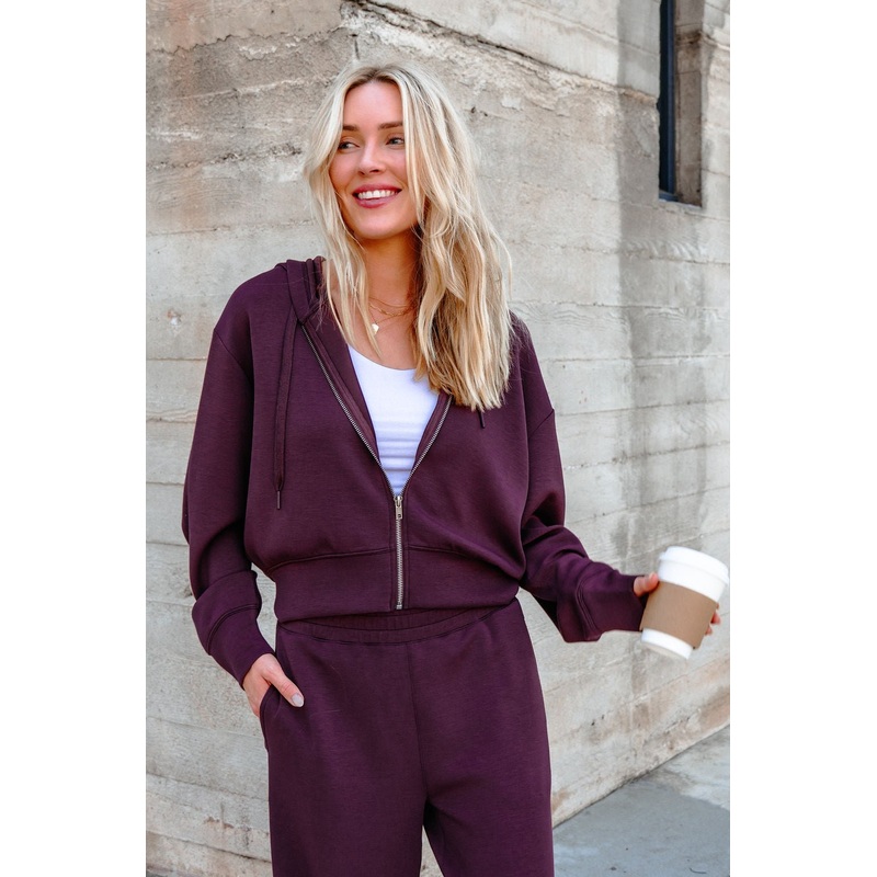 Vintage Havana Merlot Cloud Fleece Zip Up Hoodie Small