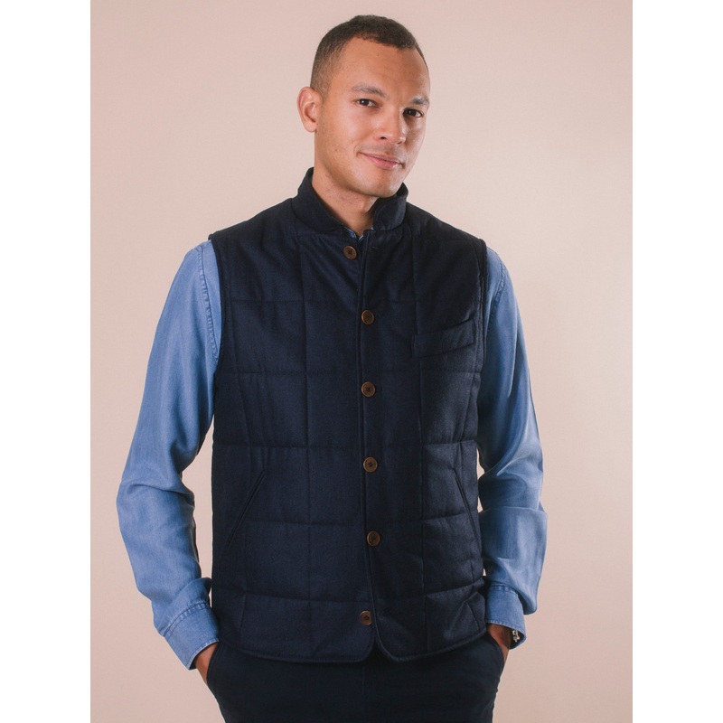 William David Quilted Waistcoat Navy 40