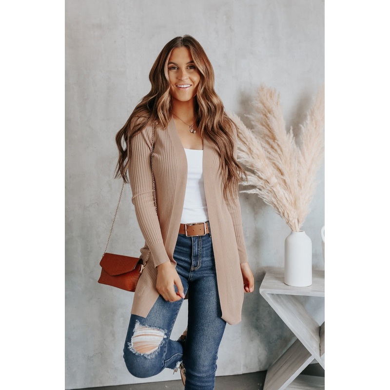 Charleston Open Front Ribbed Cardigan Small