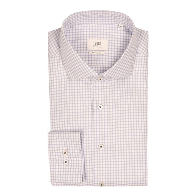 Eterna Neat Small Check Formal Shirt Blue 15.5