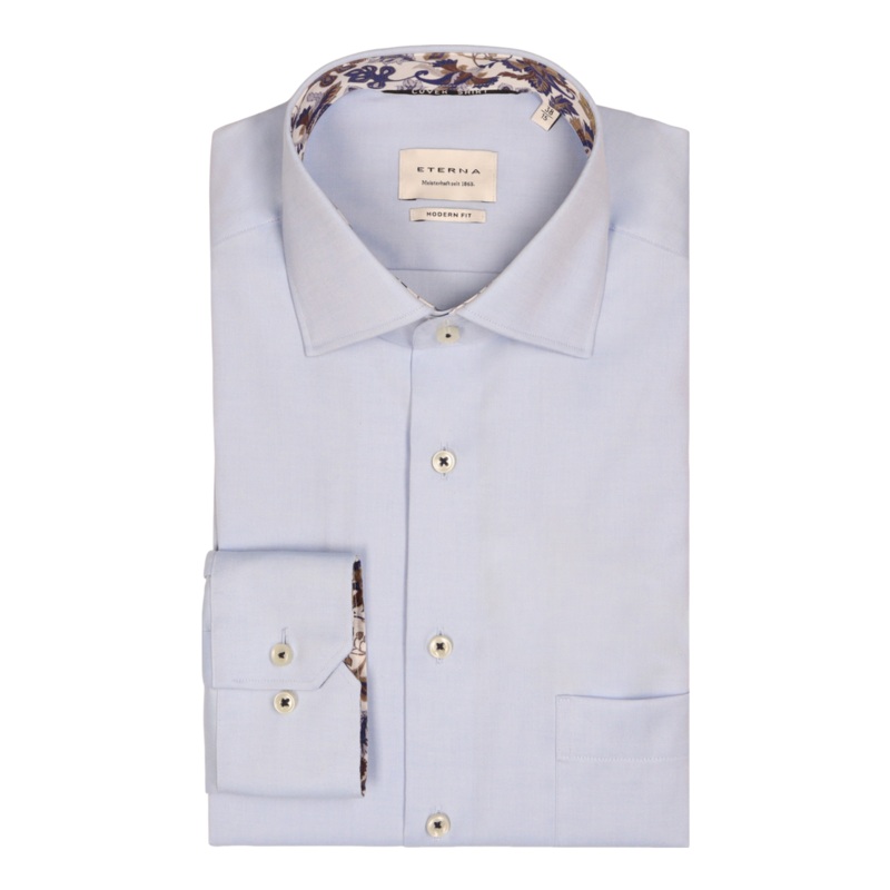 Eterna Plain Formal Shirt With Trim Sky 15
