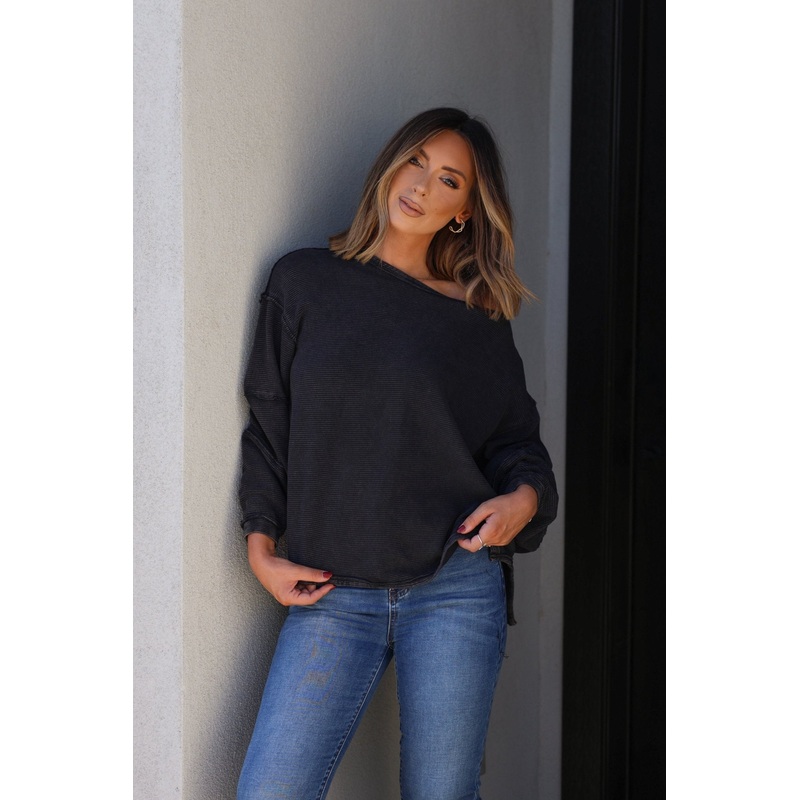 Free People Black Total Eclipse Tee Small