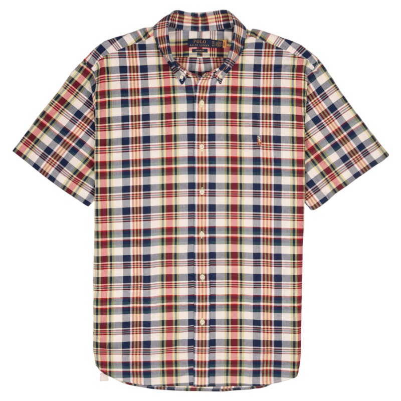 Polo Ralph Lauren Short Sleeve Sport Shirt 6434 White Blue Multi Medium