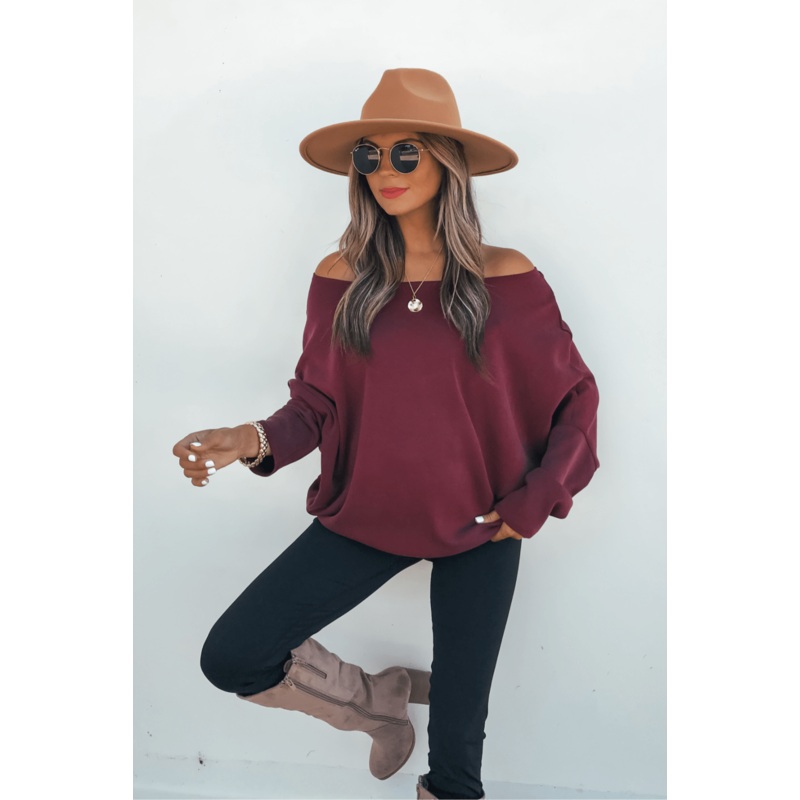 Burgundy Soft Cloud Scuba Pullover Small