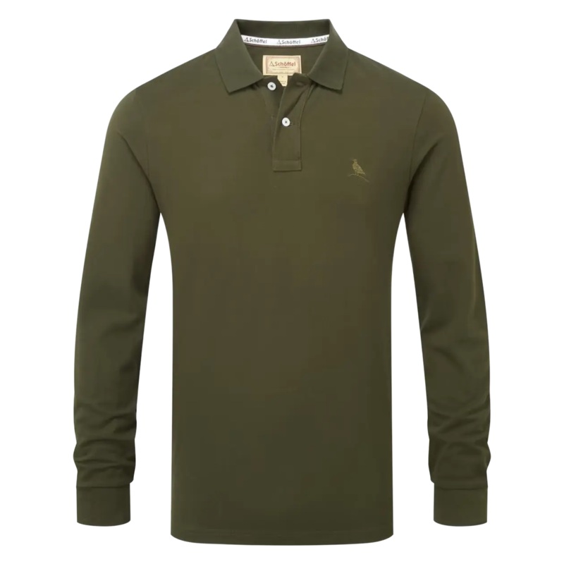 Schffel St Ives Long Sleeve Polo Shirt Forest Small