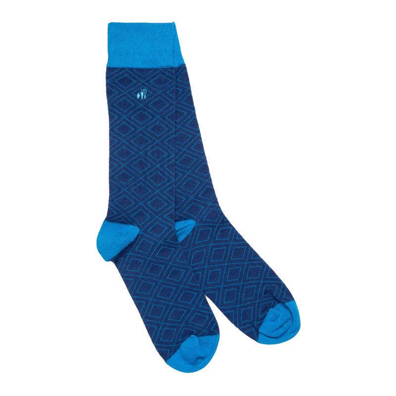 Swole Panda Diamond Bamboo Socks Blue Diamond SP308 7-11