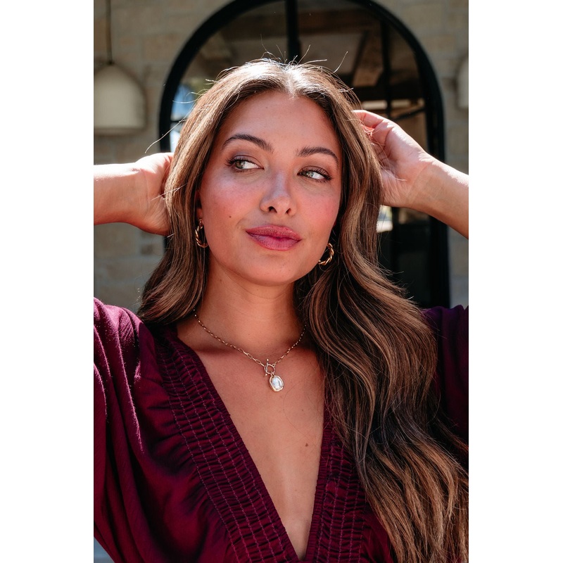 Gold Toggle Chain Pearl Pendant Necklace