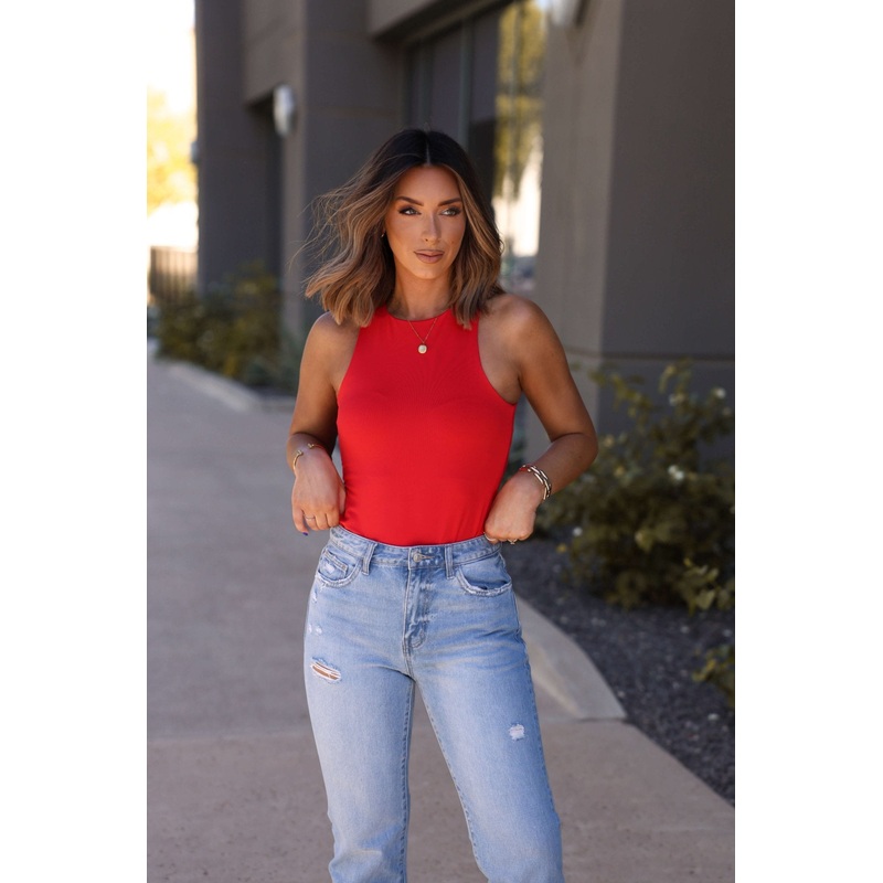 Sangria Nights Red Tank Bodysuit Small