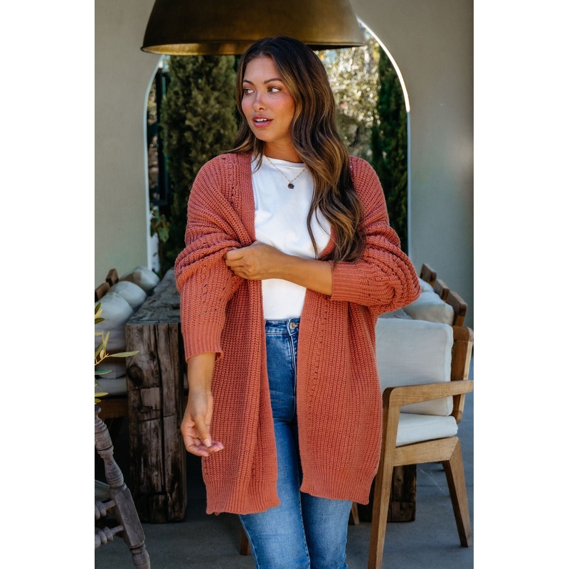 Terracotta Open Front Cardigan Small