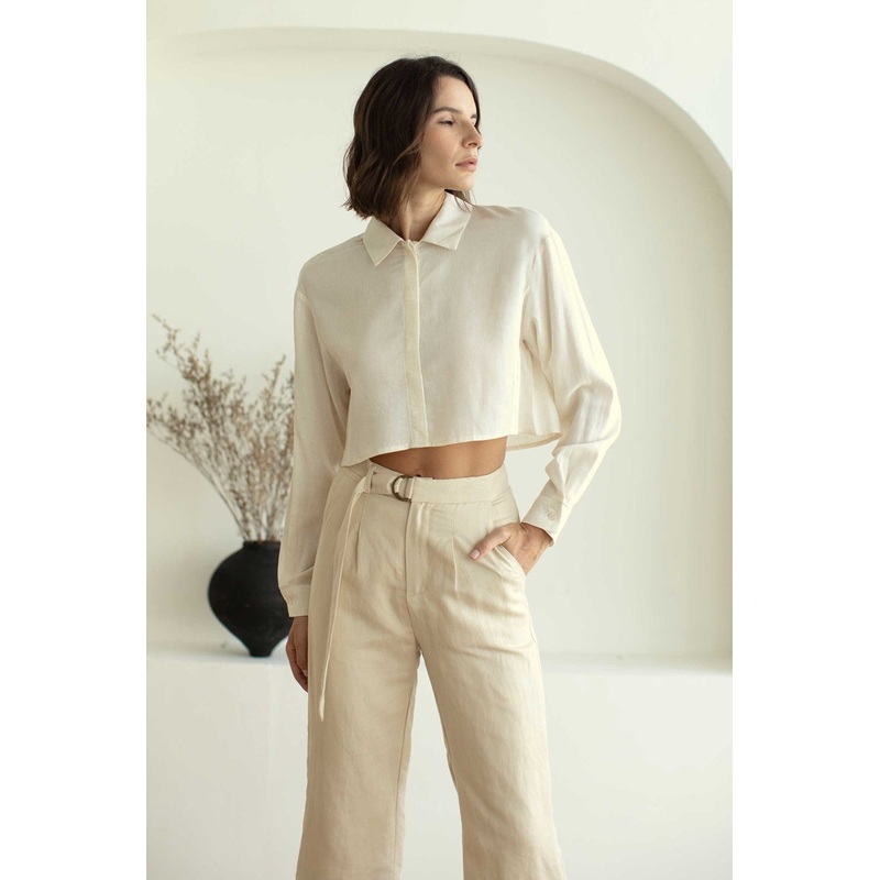 Dermisty Top Set (Ecru) XS Ecru Top + Black Bra