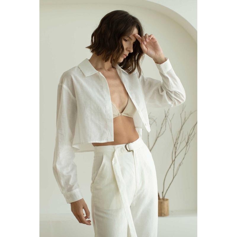 Dermisty Top Set (Off White) XS Off White Top + Sand Bra