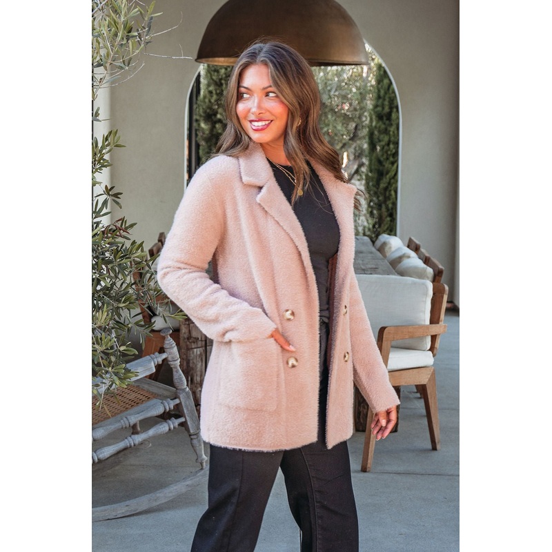 Mocha Fuzzy Open Front Coatigan Small/Medium