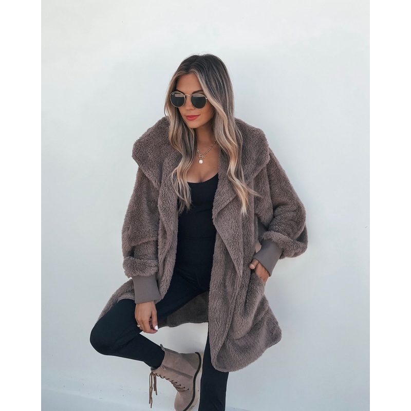 Teddy Fleece Hooded Cardigan – Brown | Pre Order One size