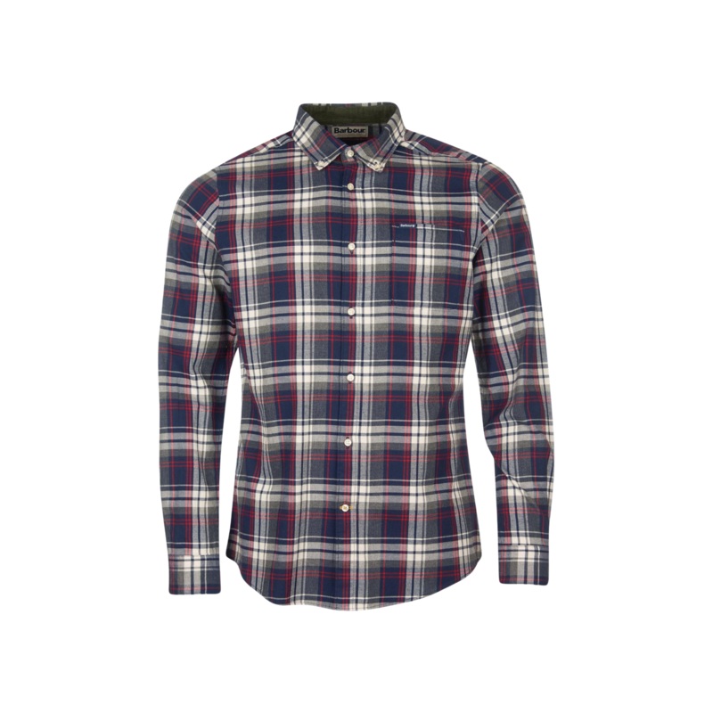 Barbour Crossfell Tailored Long Sleeve Shirt Navy Small