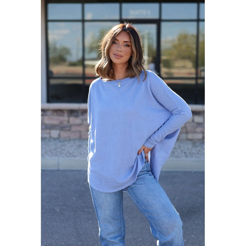 Free People Latte Blues Solid Thermal Top Small