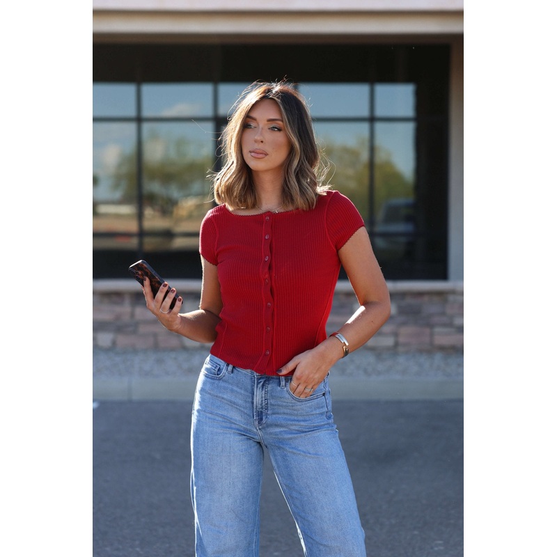 Free People Red Most Wanted Top Small