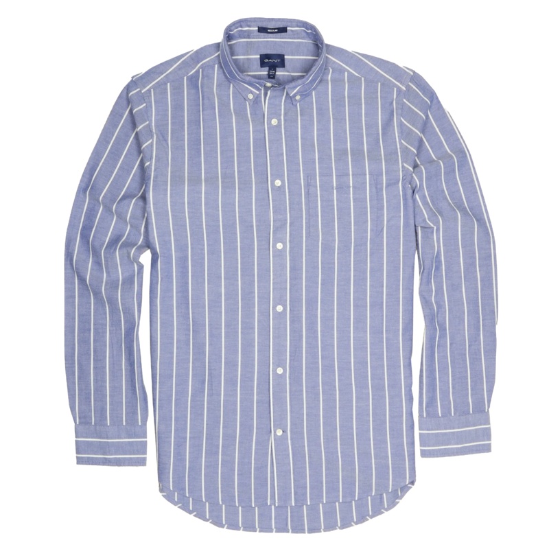GANT Long Sleeve Stripe Oxford Shirt Blue Medium