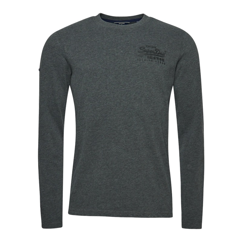 Superdry Vintage Logo Heritage L/S Top Charcoal Marl Medium