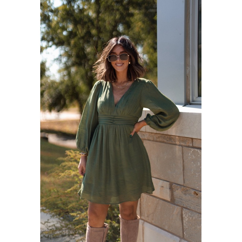 Vanessa Green Ruched Mini Dress Small