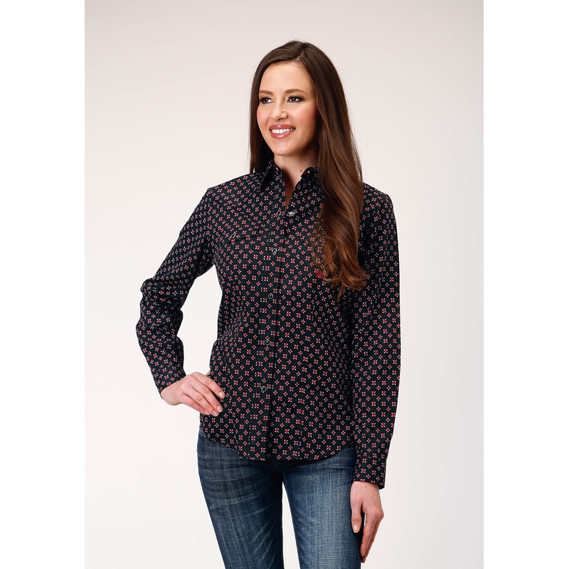Womens Long Sleeve Snap Cottage Foulard Western Shirt XS