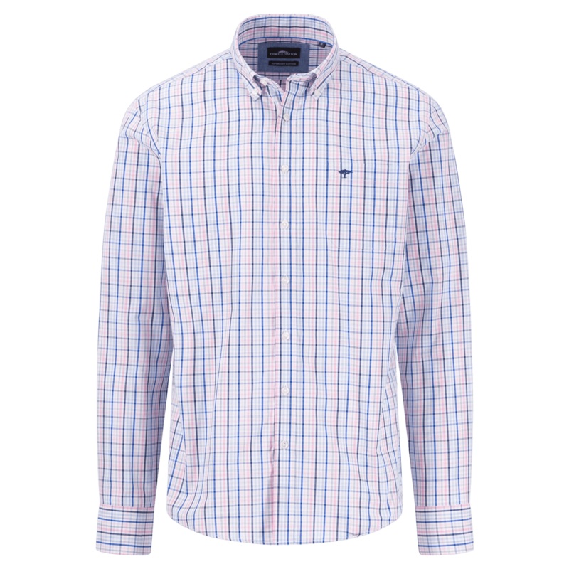 Fynch-Hatton Combi Check Long Sleeve Shirt Peony Small