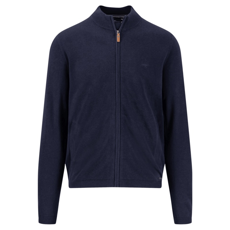 Fynch-Hatton Lightweight Cotton Zip Through Cardigan Navy Medium