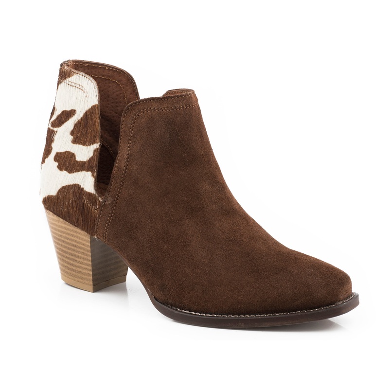 Womens Brown Cow Hair On Hide Ankle Boot 5 R