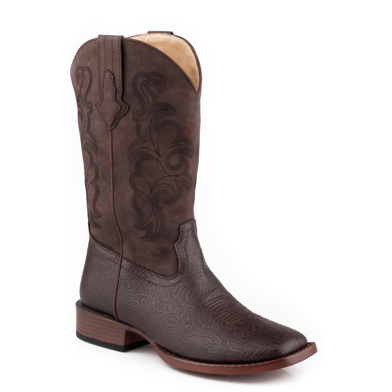 Womens Brown Floral Embossed Vamp 5 R
