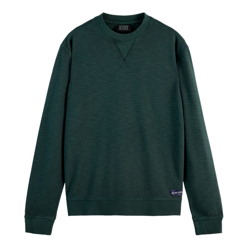 Scotch & Soda Garment Dye Structured Sweatshirt Amsterdam Green Small