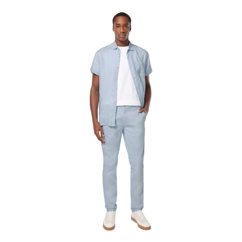 Scotch & Soda Mott Organic Cotton Twill Chino Shirting Blue 30 Regular