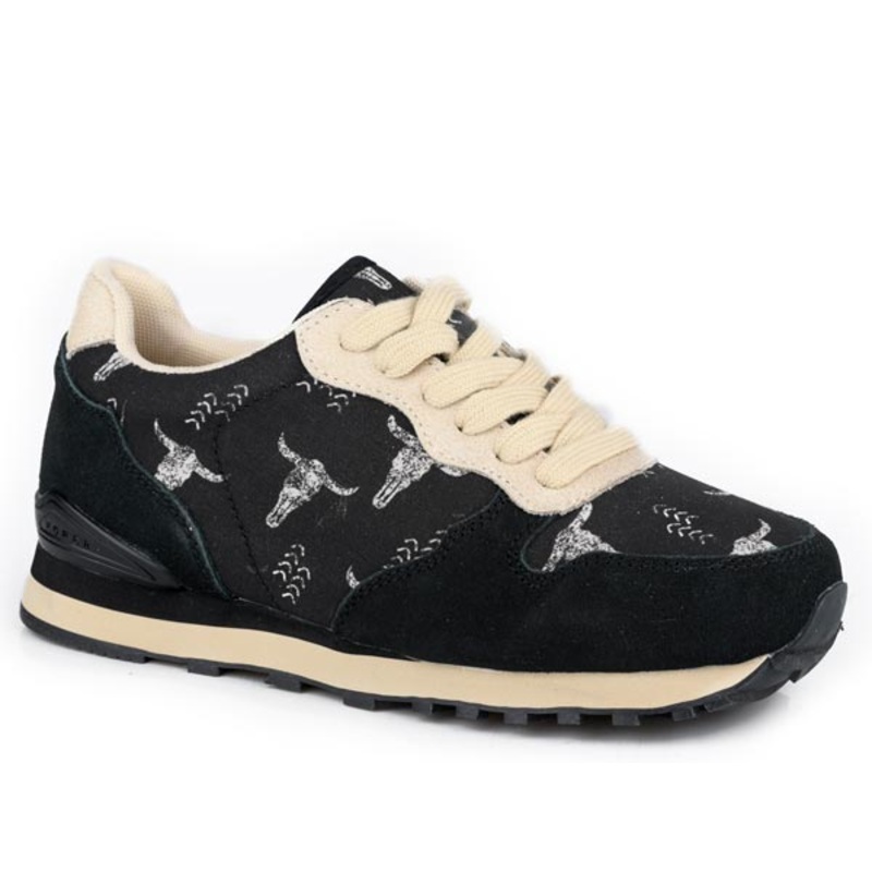 Womens Black Cow Suede And Printed Canvas 5 R