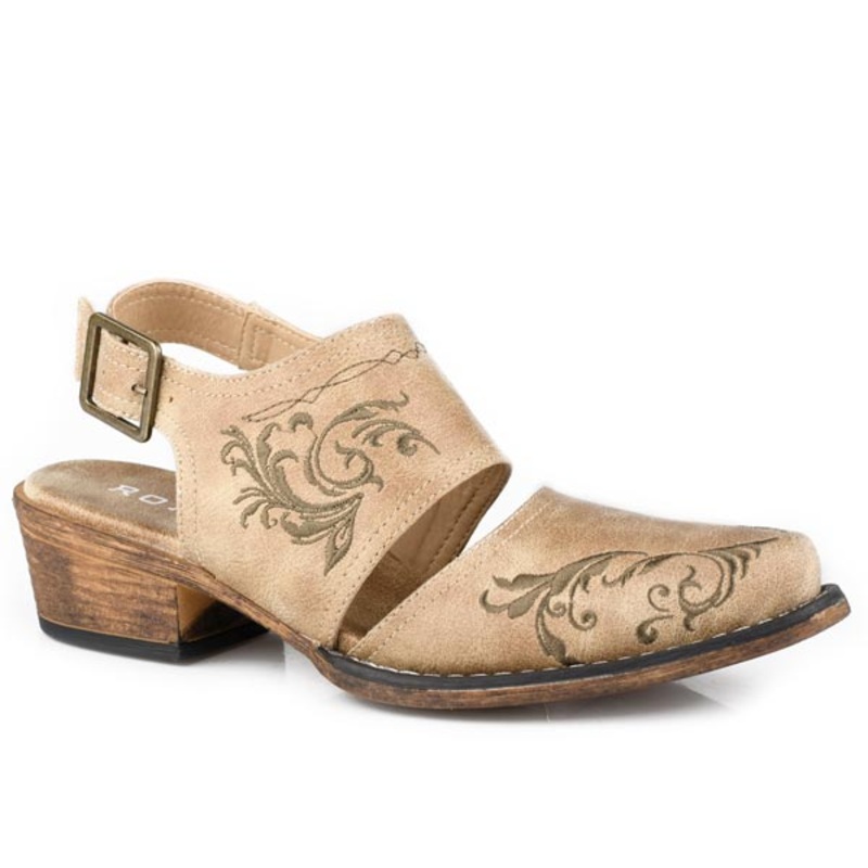 Womens Snip Toe Beige With Embroidery 5 R