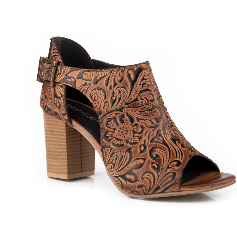 Womens Vintage Brown Embossed Leather 5 R