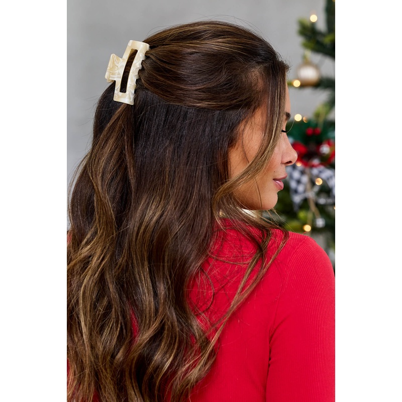 Beige Marble Claw Hair Clip