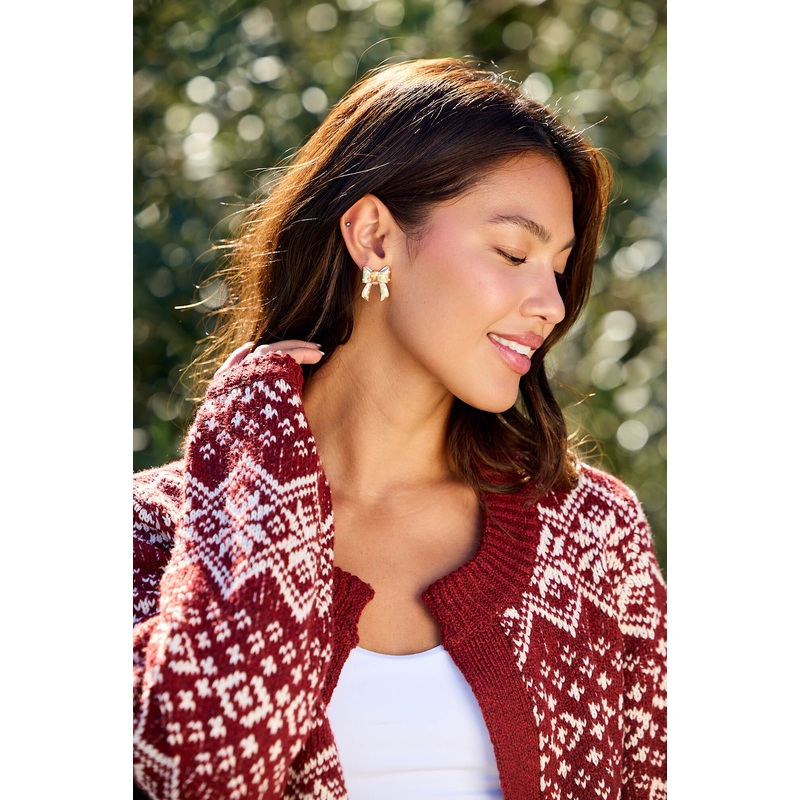 Gold and Pearl Bow Earrings