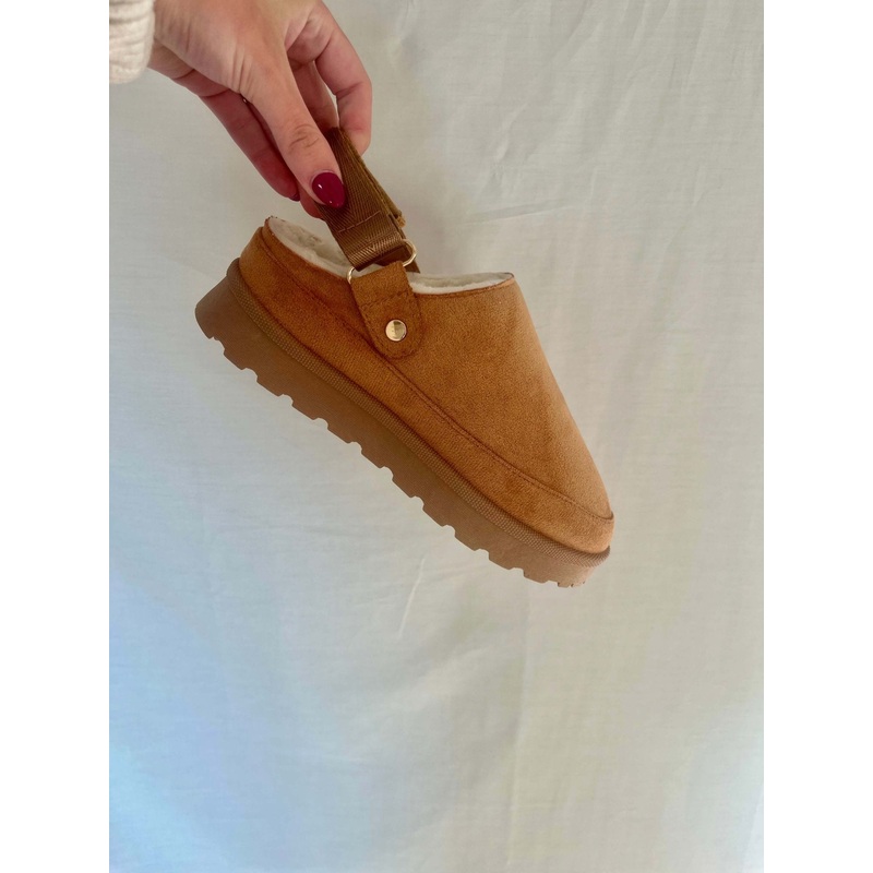 Tan Sherpa Lined Slippers 5.5