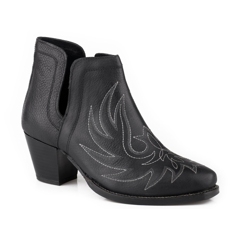 Womens Black Burnished Leather Ankle Boot 5 R