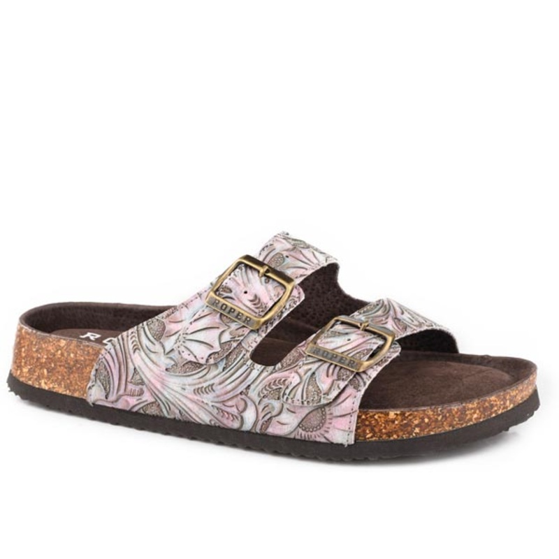 Womens Brown Floral Embossed Faux Leather 5 R