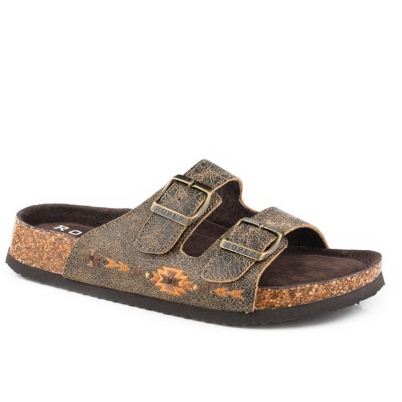 Womens Brown Leather With Aztec Stitch 5 R