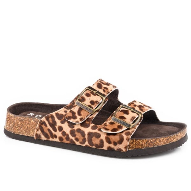Womens Tan Leopard Faux Hair On Hide 5 R